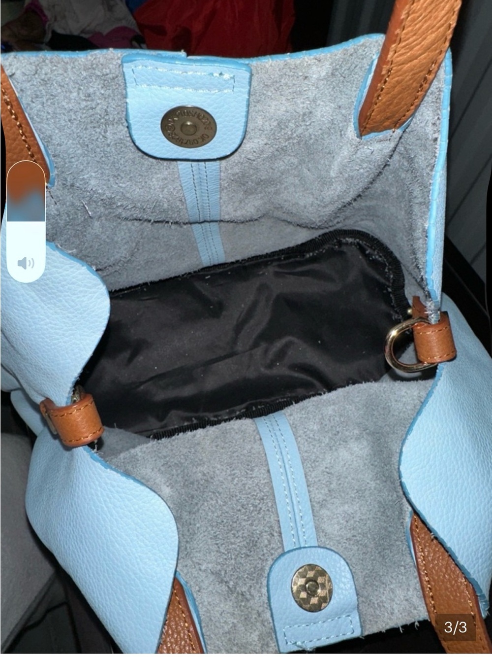 Everyday Light Blue Tote with Tan Handles - Women's Shoulder Bag - Picture 7 of 8